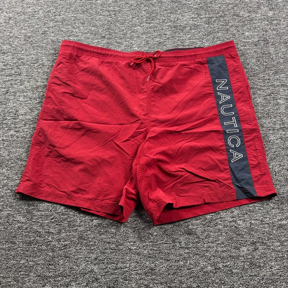 Y2K 2000s Nautica Surf 7 Inch Red Board Shorts Red Size XL